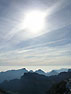 Monte Caserine: controluce dalla cima, in primo piano il Dosaip, dietro, Raut e Castello.