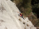 Sul I tiro di corda: placca con traverso impegnativo (6b, A0)